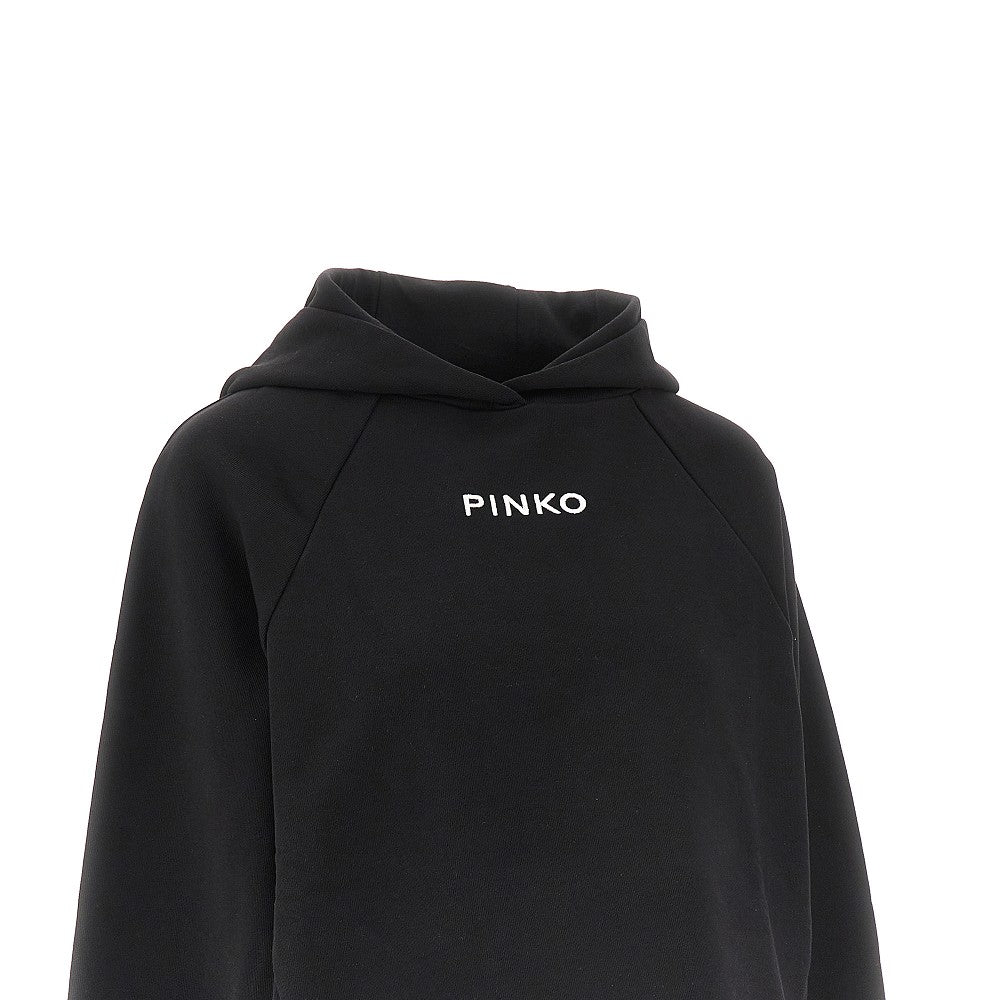 Logo embroidery cropped hoodie