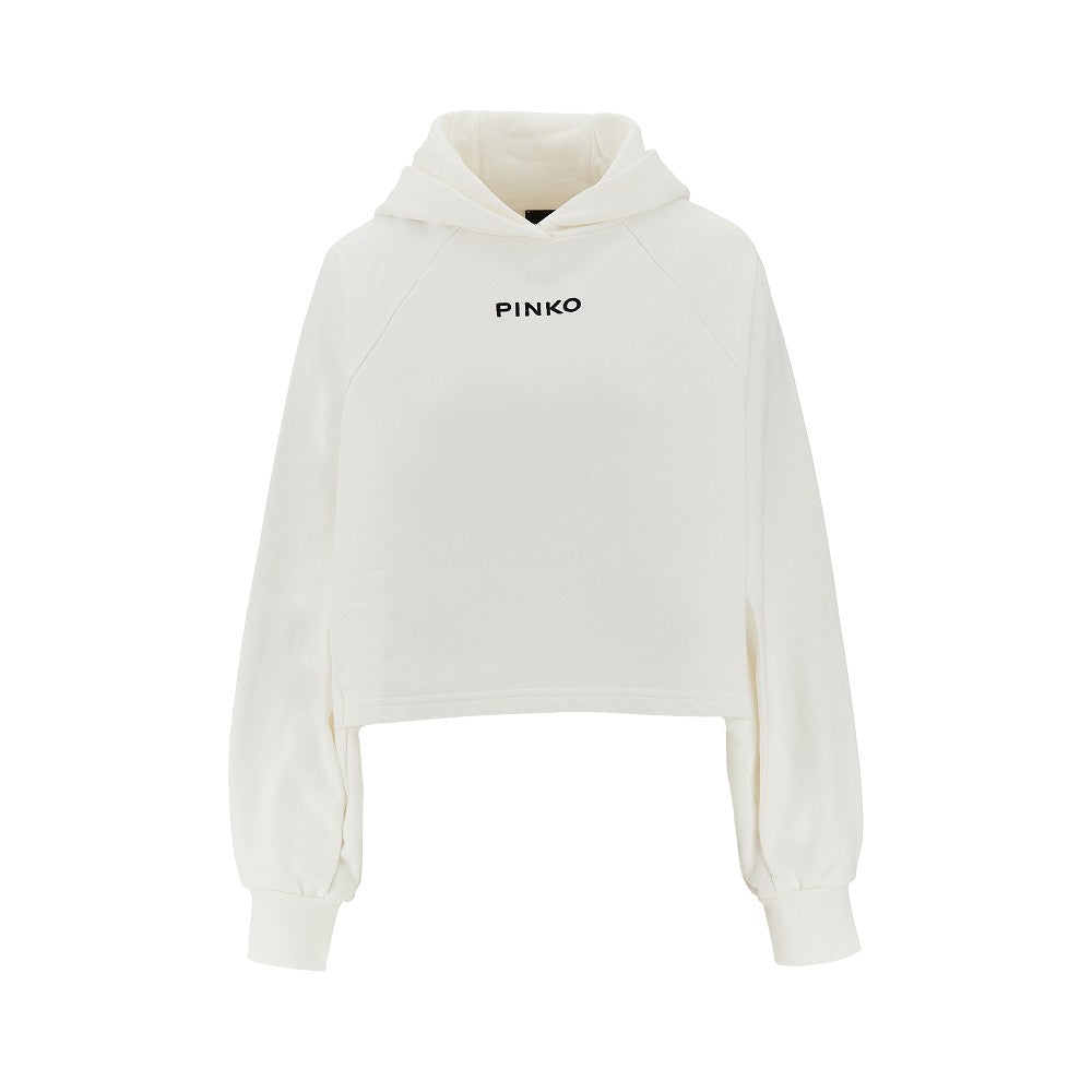 Logo embroidery cropped hoodie