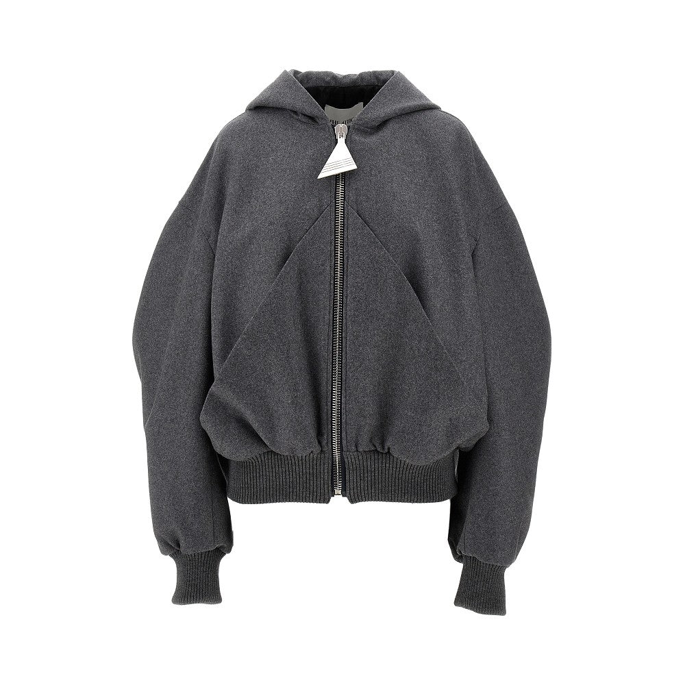 Wool-blend oversized bomber jacket