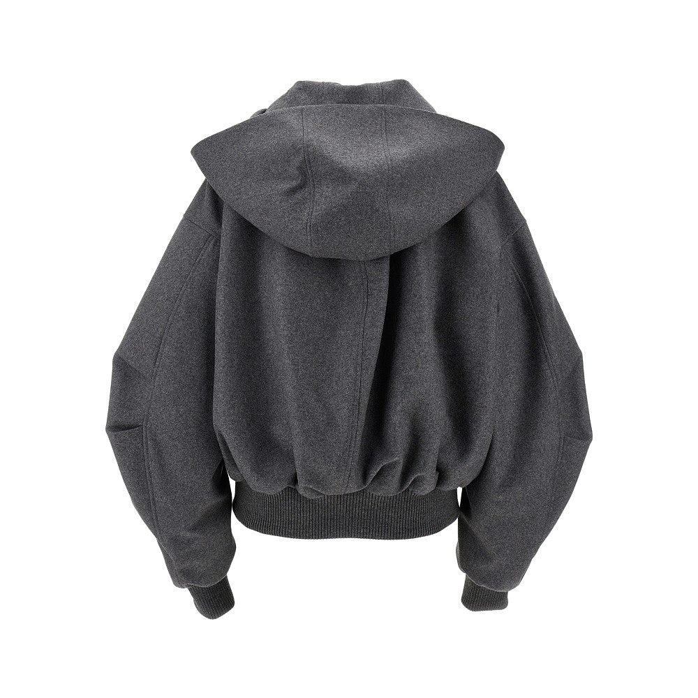 Wool-blend oversized bomber jacket