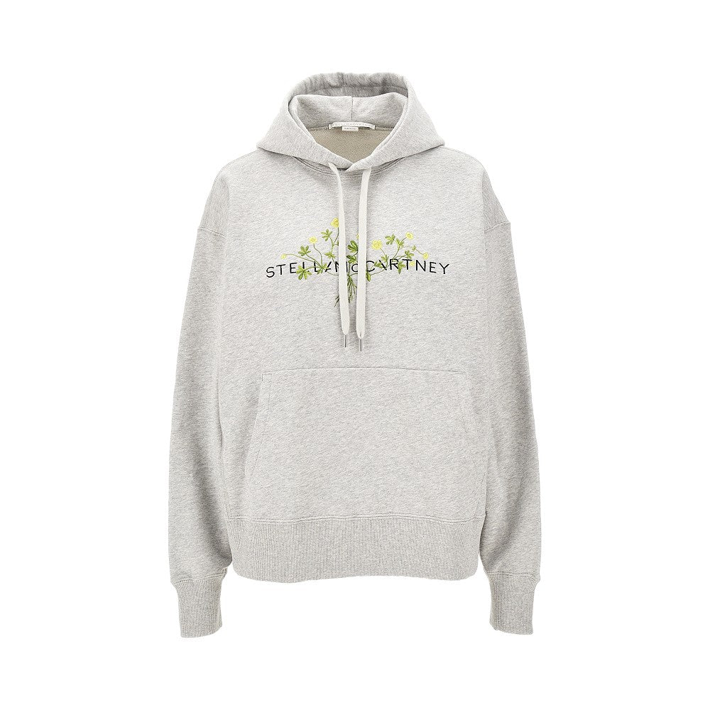 Floral embroidery mélange hoodie