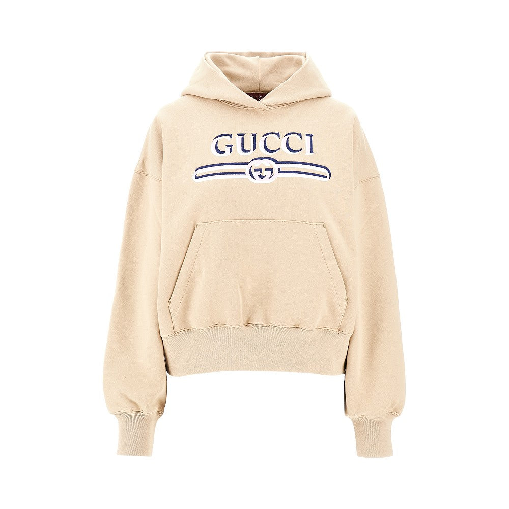 Felpa con logo stampato e ricamato