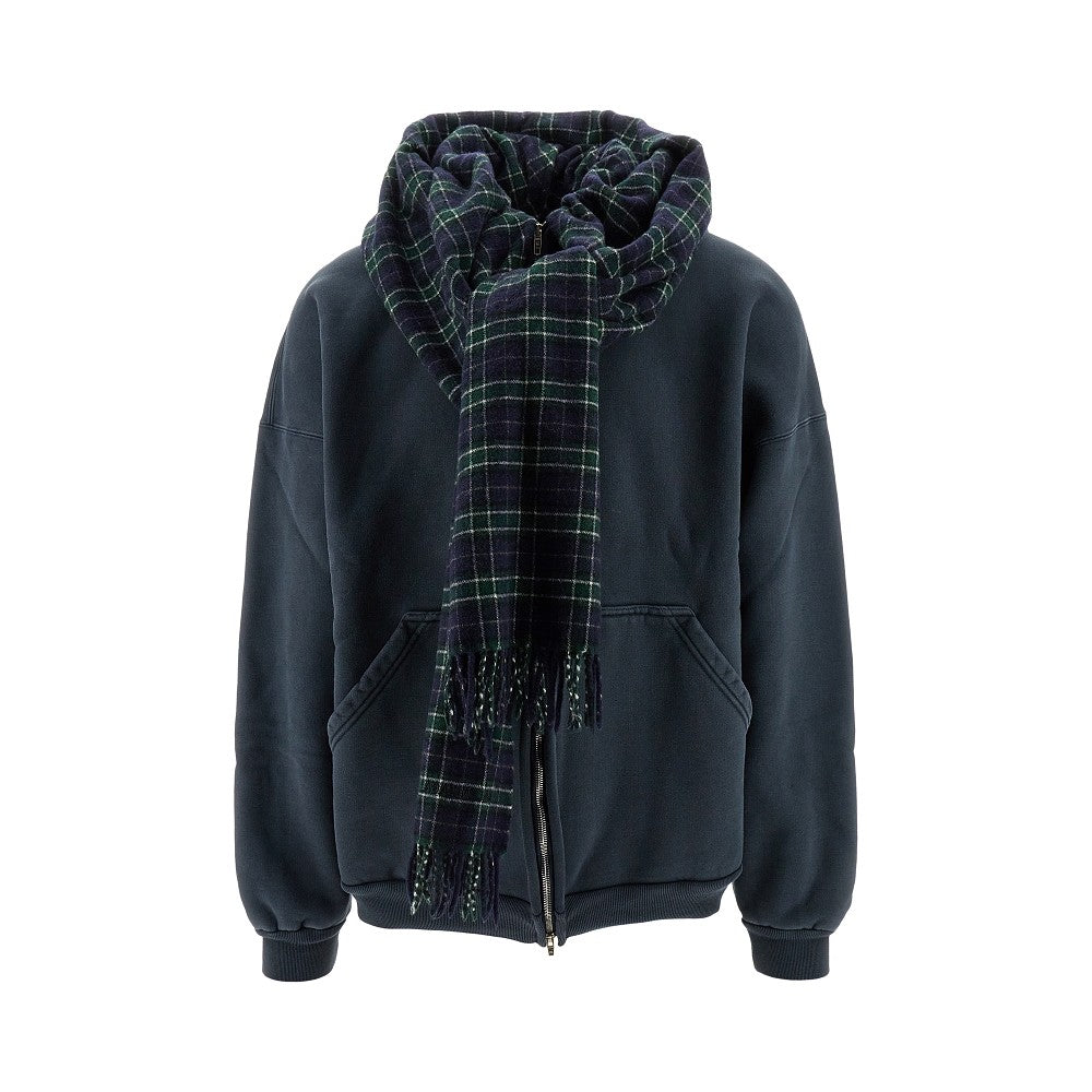 Oversized full-zip hoodie with scarf