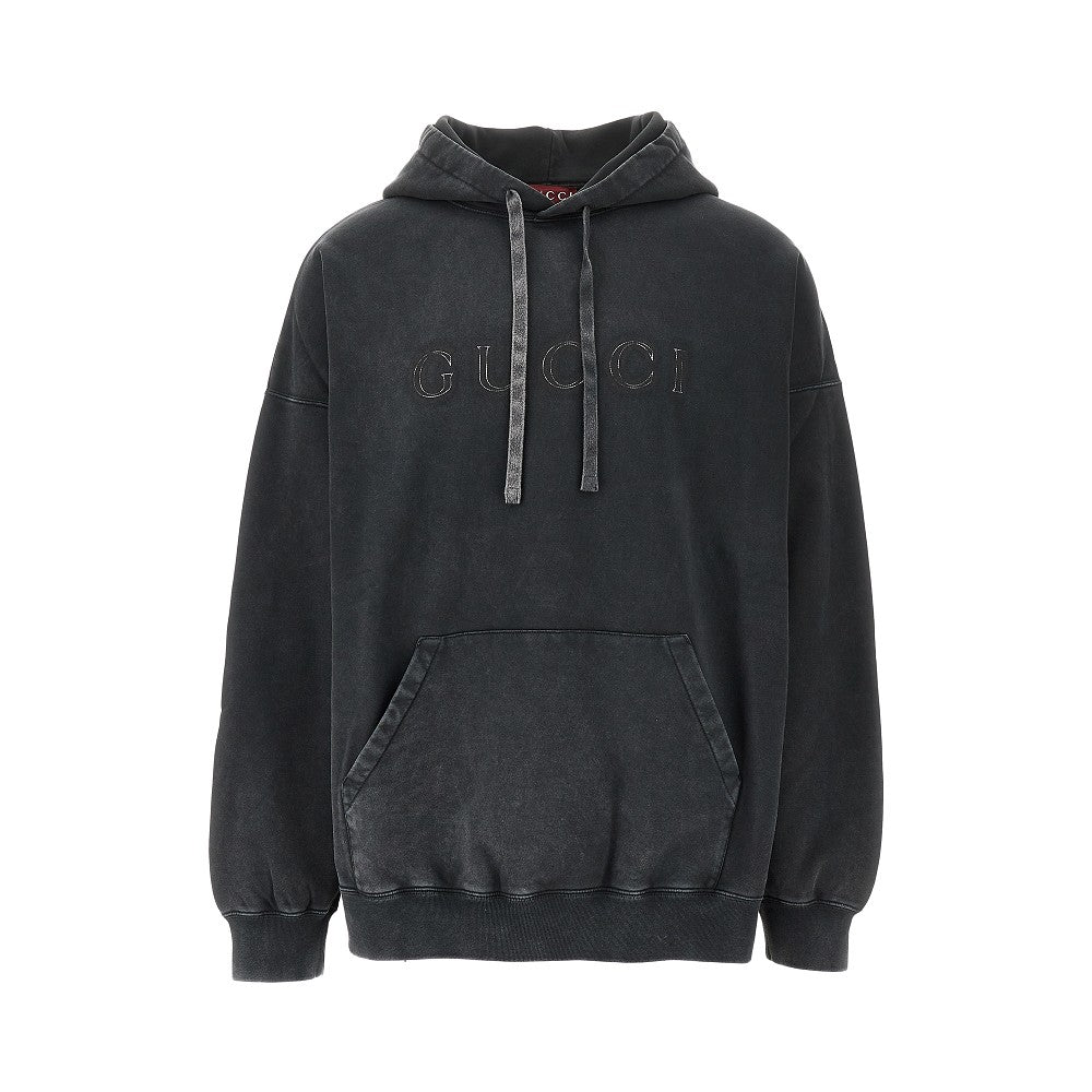 Felpa in cotone slavato con stampa logo