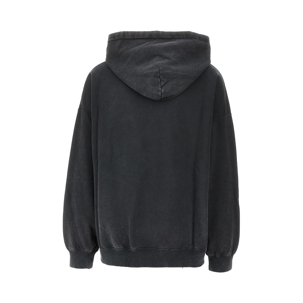 Felpa in cotone slavato con stampa logo
