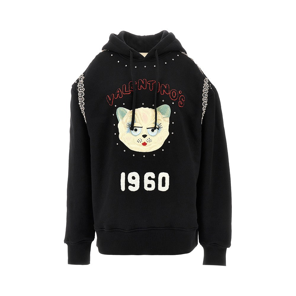 'Le Chat De La Maison' embroidered hoodie