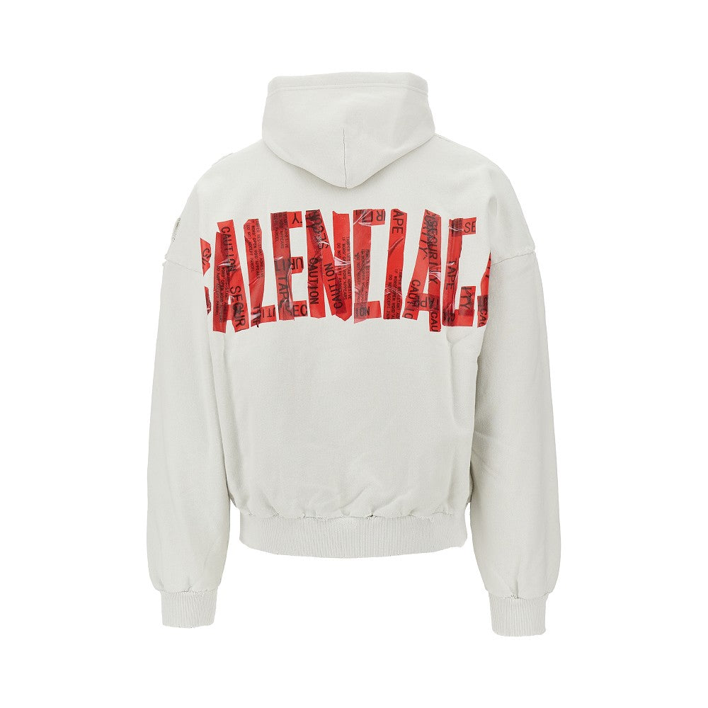 'Security Tape' print full-zip hoodie