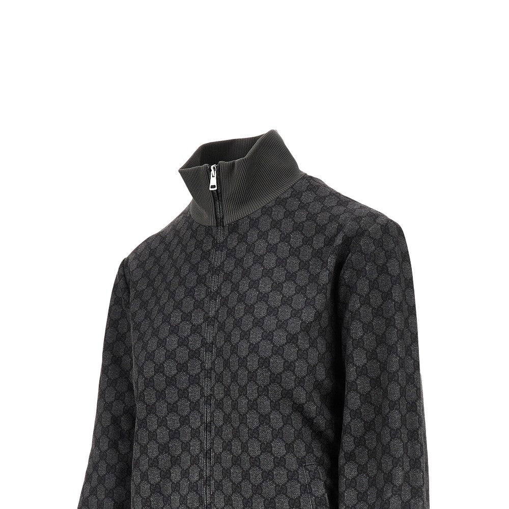 Felpa full-zip in jersey tecnico GG