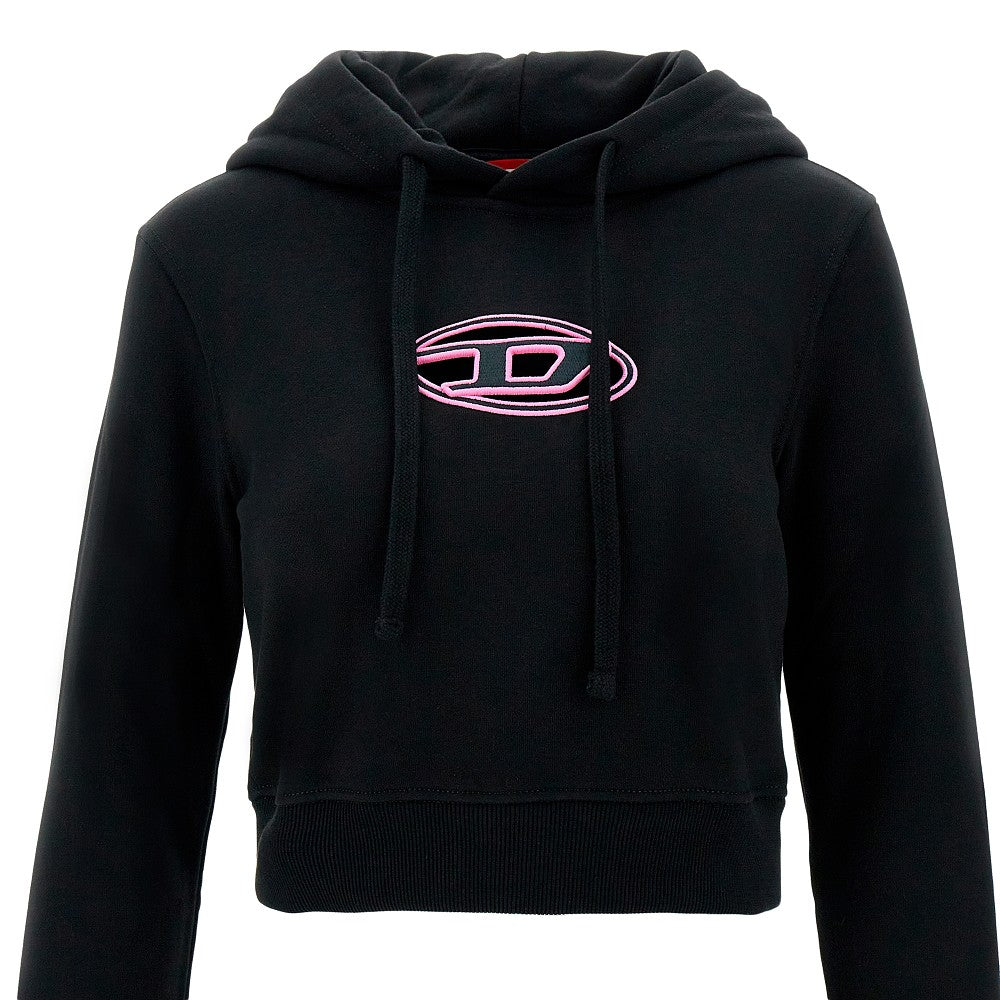 Cut-out Oval D logo cropped hoodie