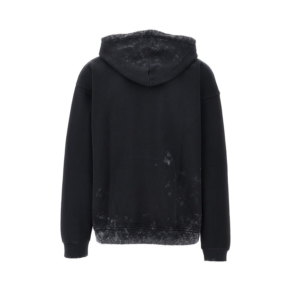 Dirty-effect hoodie with Oval D inlay