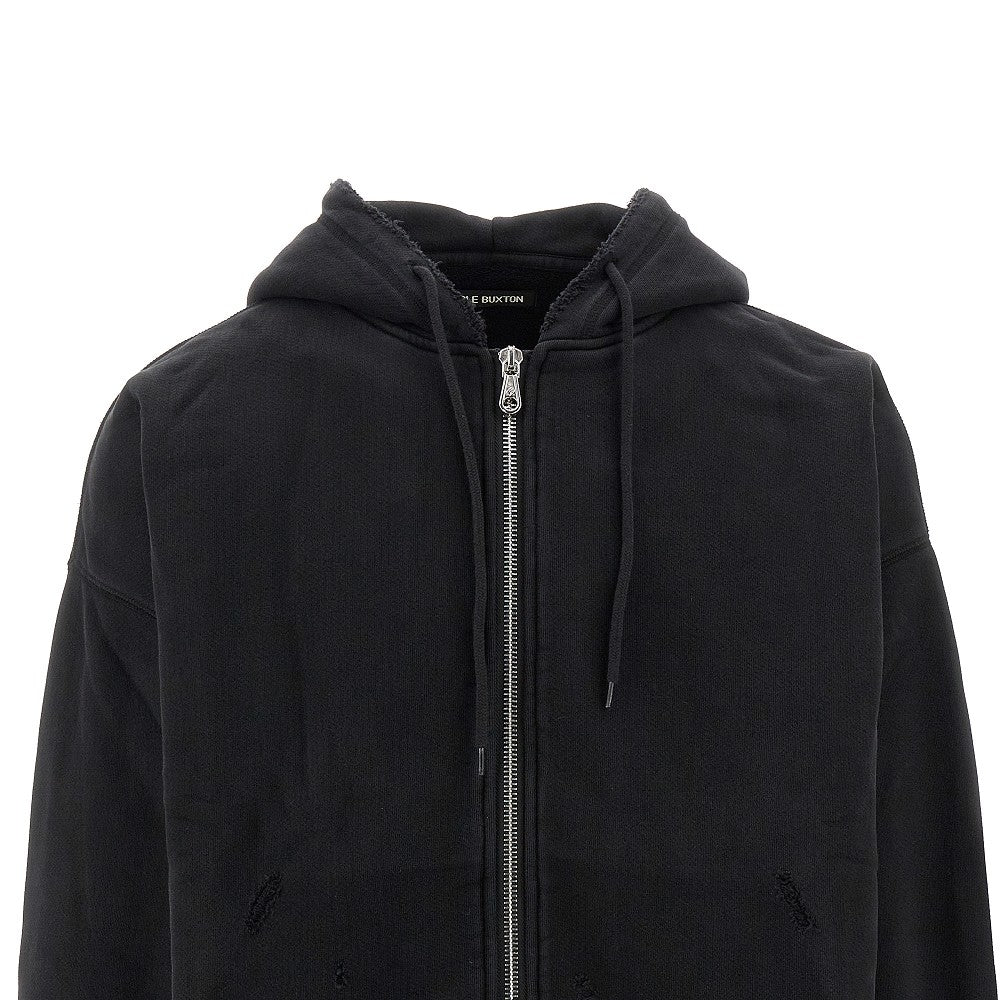 Distressed full-zip hoodie