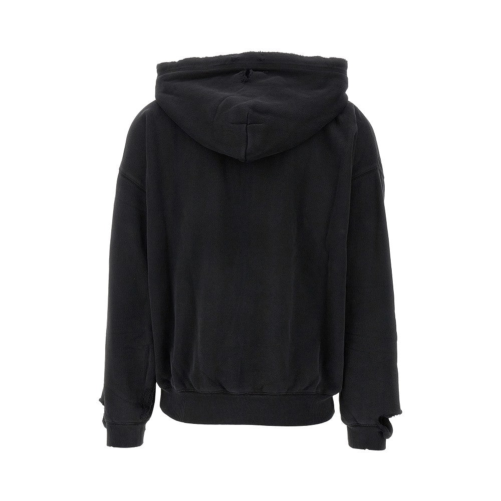 Distressed full-zip hoodie
