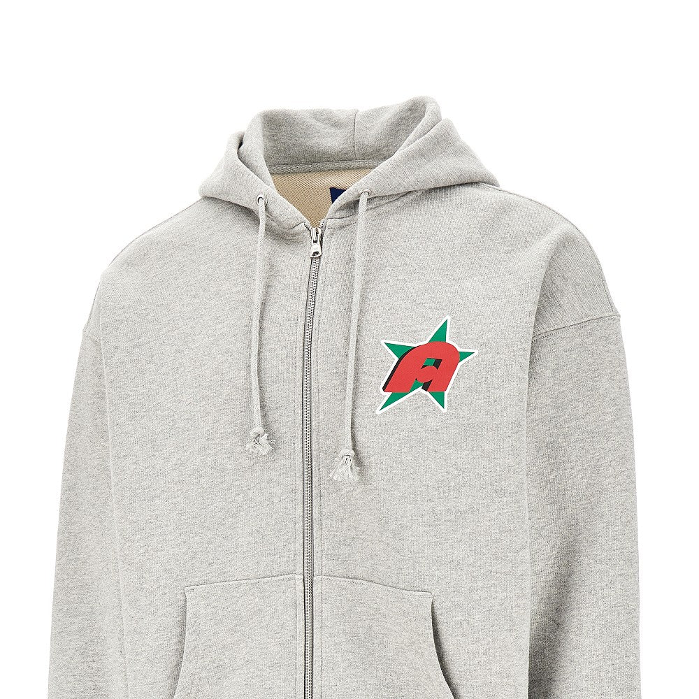 'Star A' print full-zip hoodie