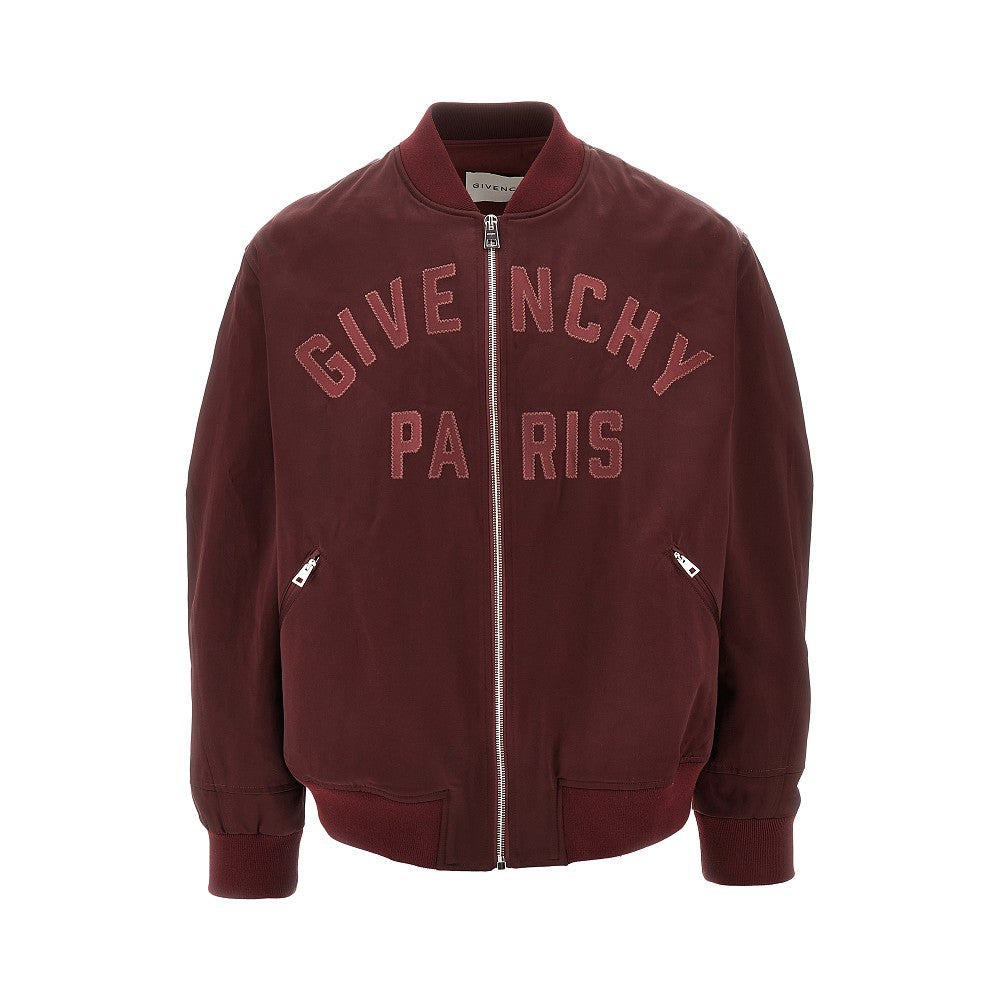 'Givenchy Paris' patch satin bomber jacket