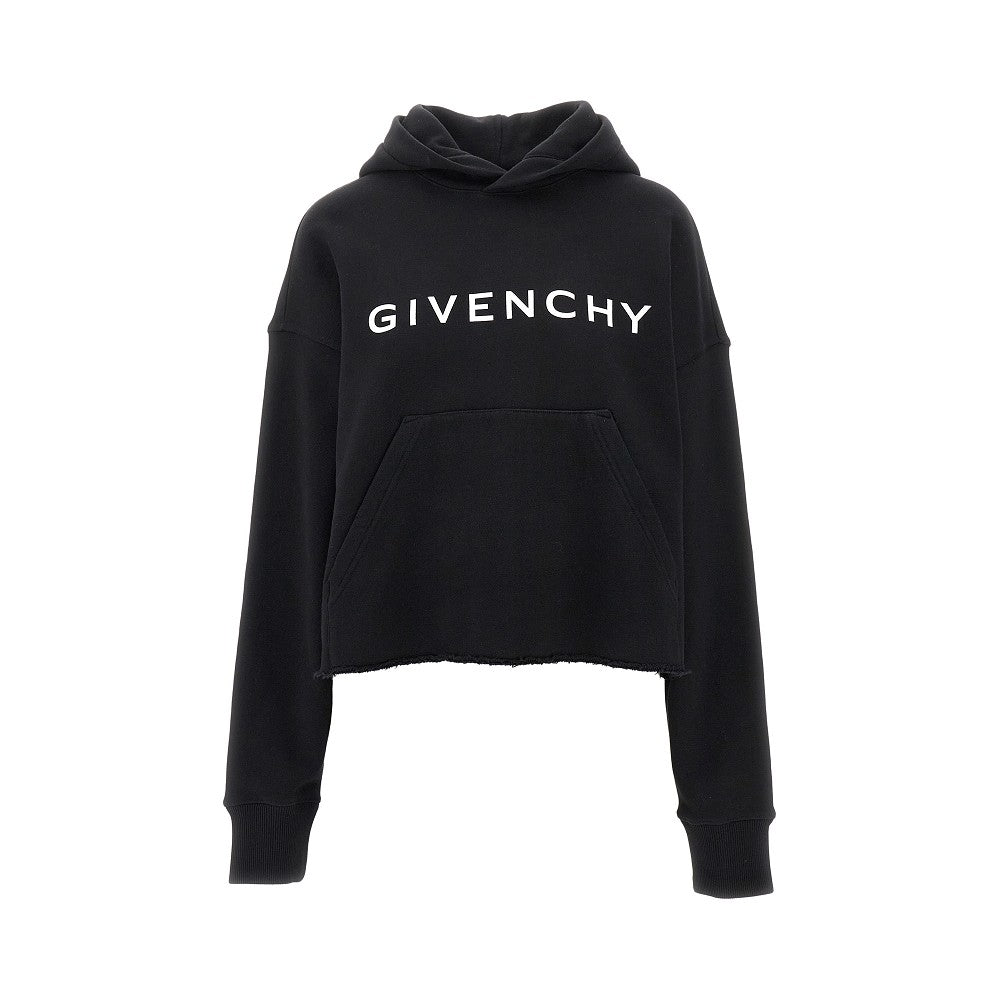 Logo print cropped hoodie