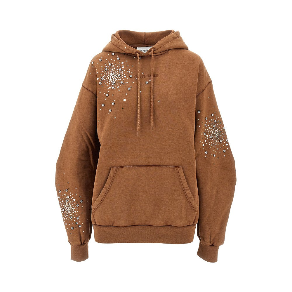 Strass-embellished hoodie with logo