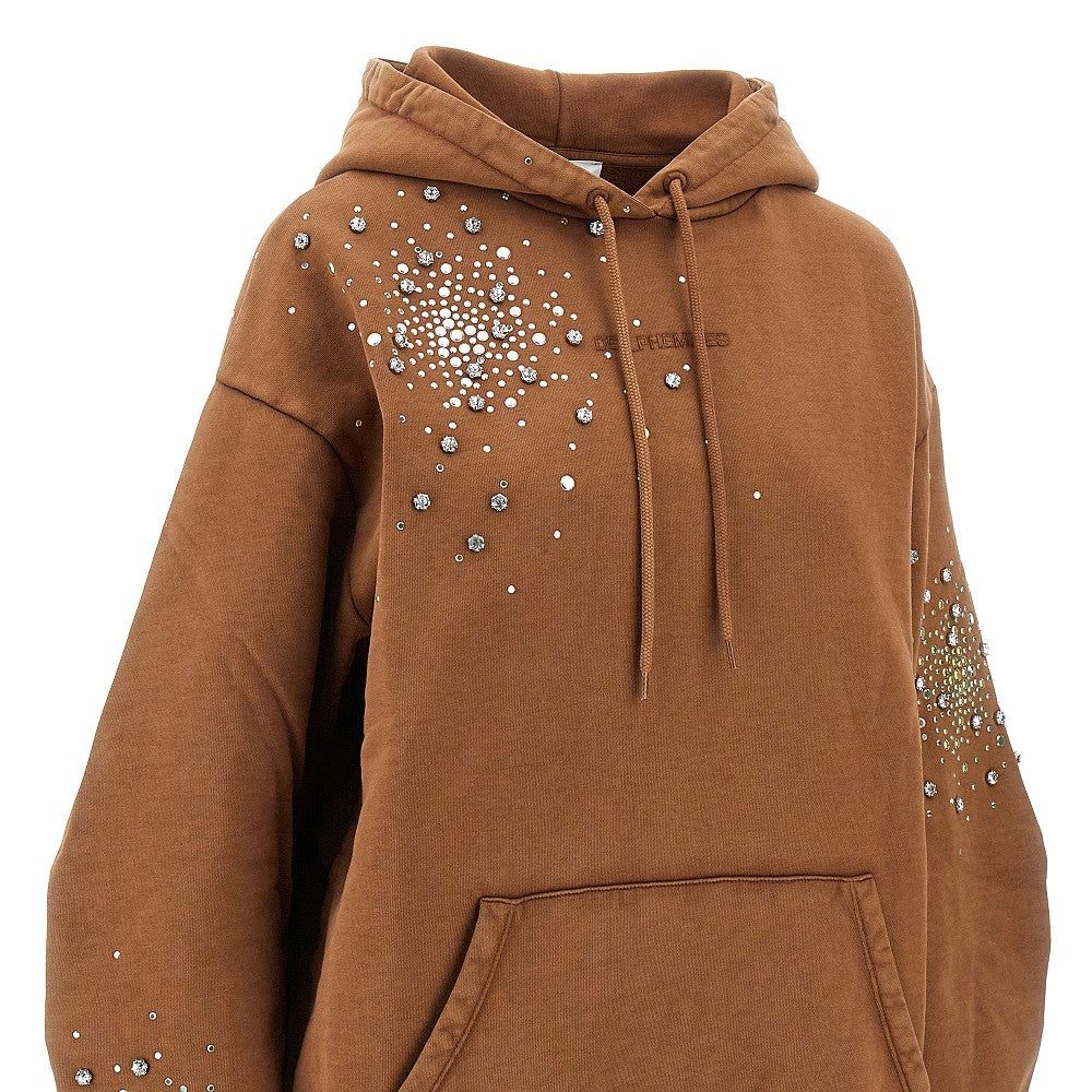 Strass-embellished hoodie with logo