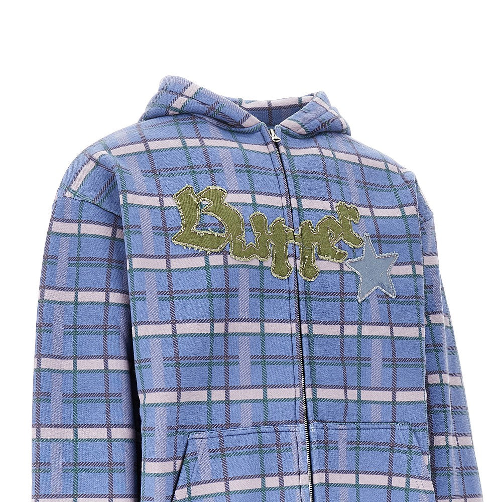 Edge patch full-zip hoodie