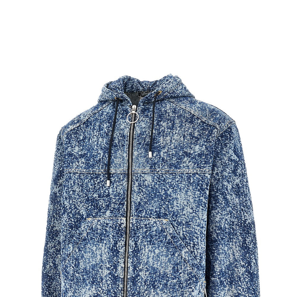 Felpa oversize in denim stampa Marmo