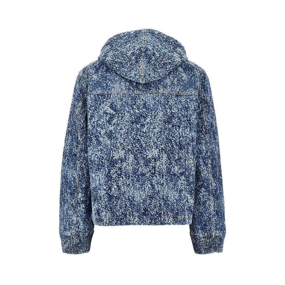 Felpa oversize in denim stampa Marmo