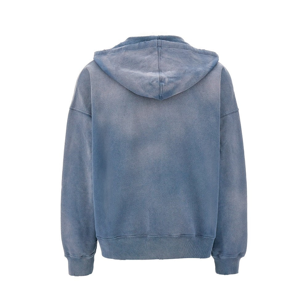 Distressed effect full-zip sweatshirt