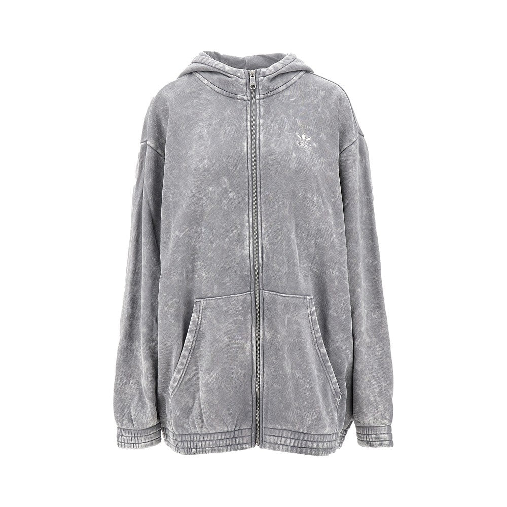 Washed-out cotton oversized full-zip hoodie