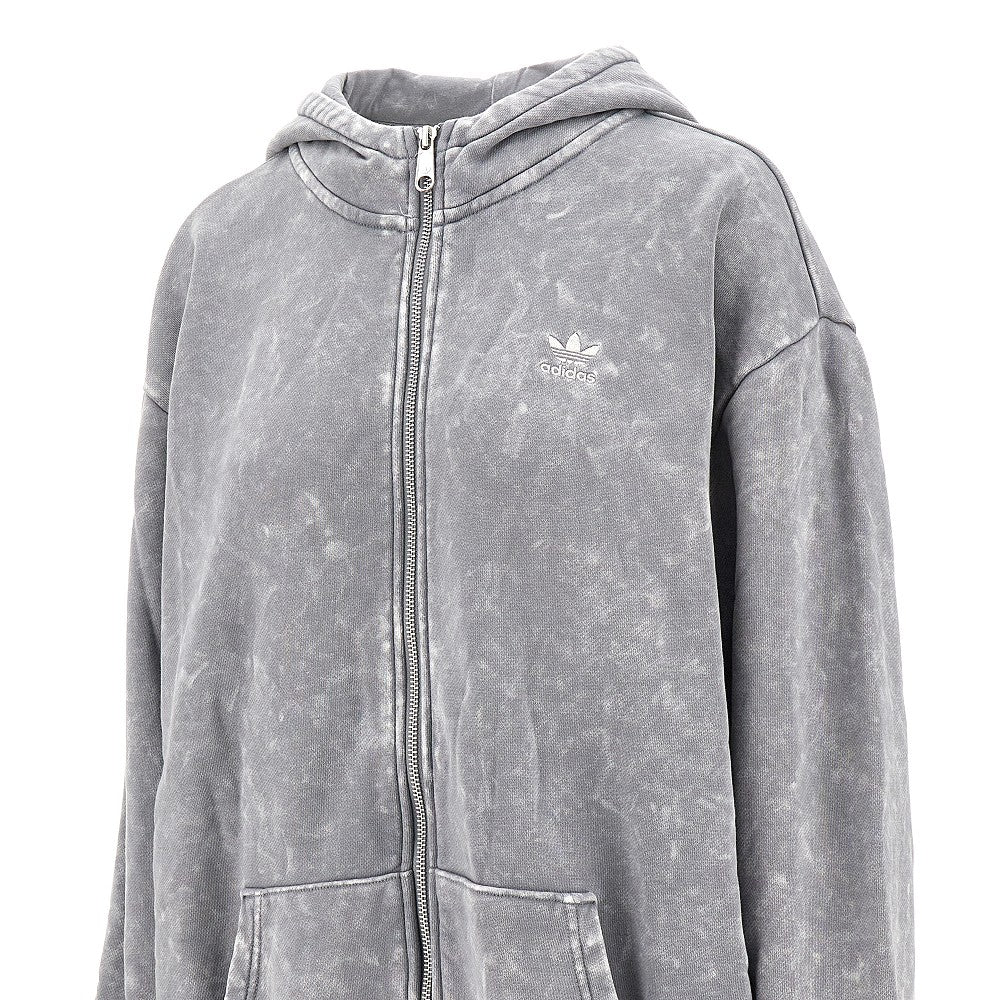 Washed-out cotton oversized full-zip hoodie