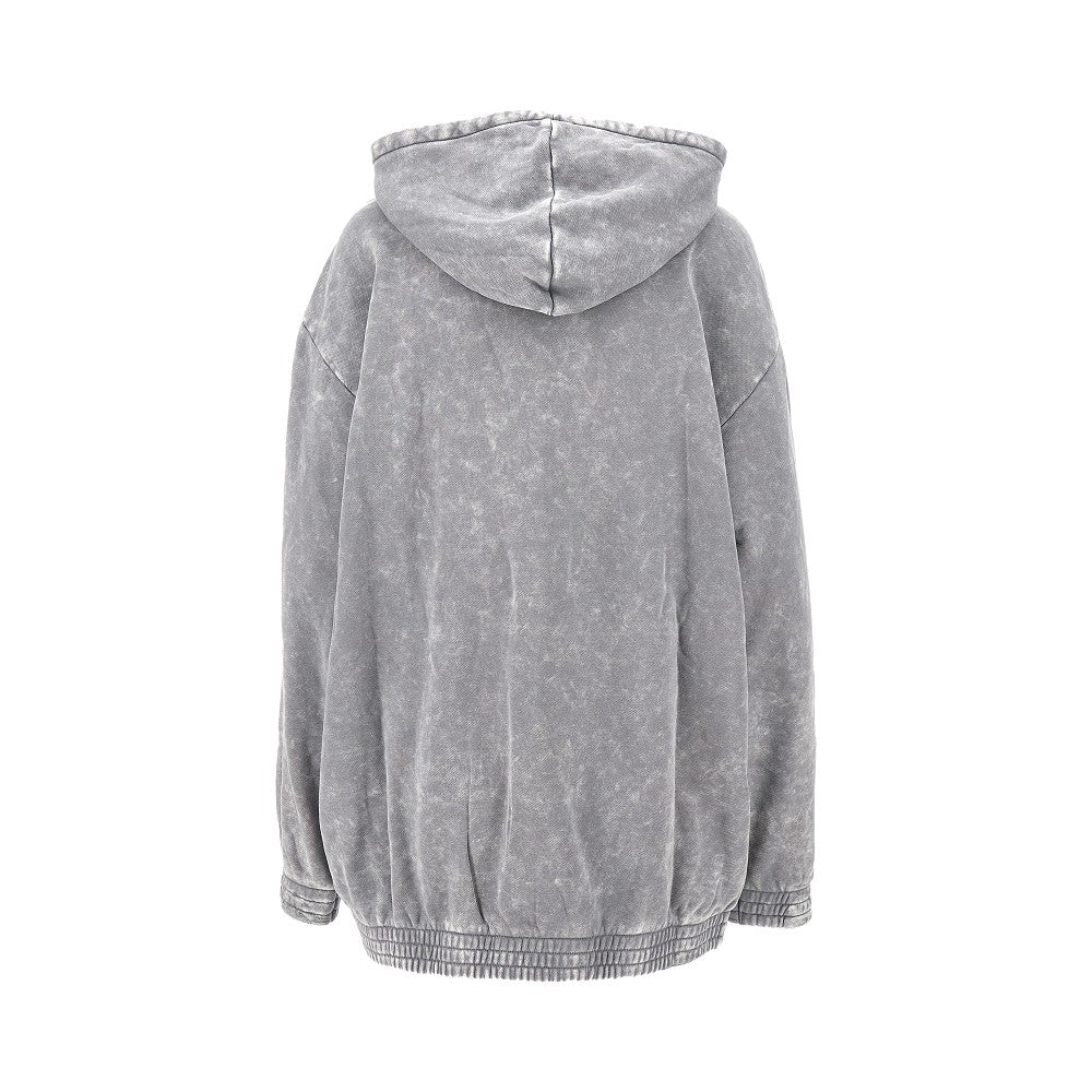 Washed-out cotton oversized full-zip hoodie