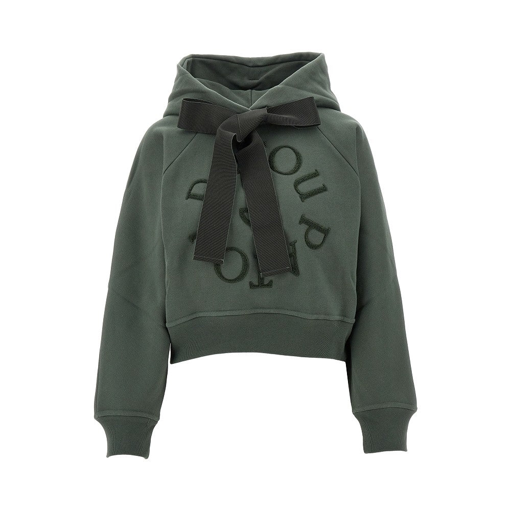 Logo embroidery cropped hoodie