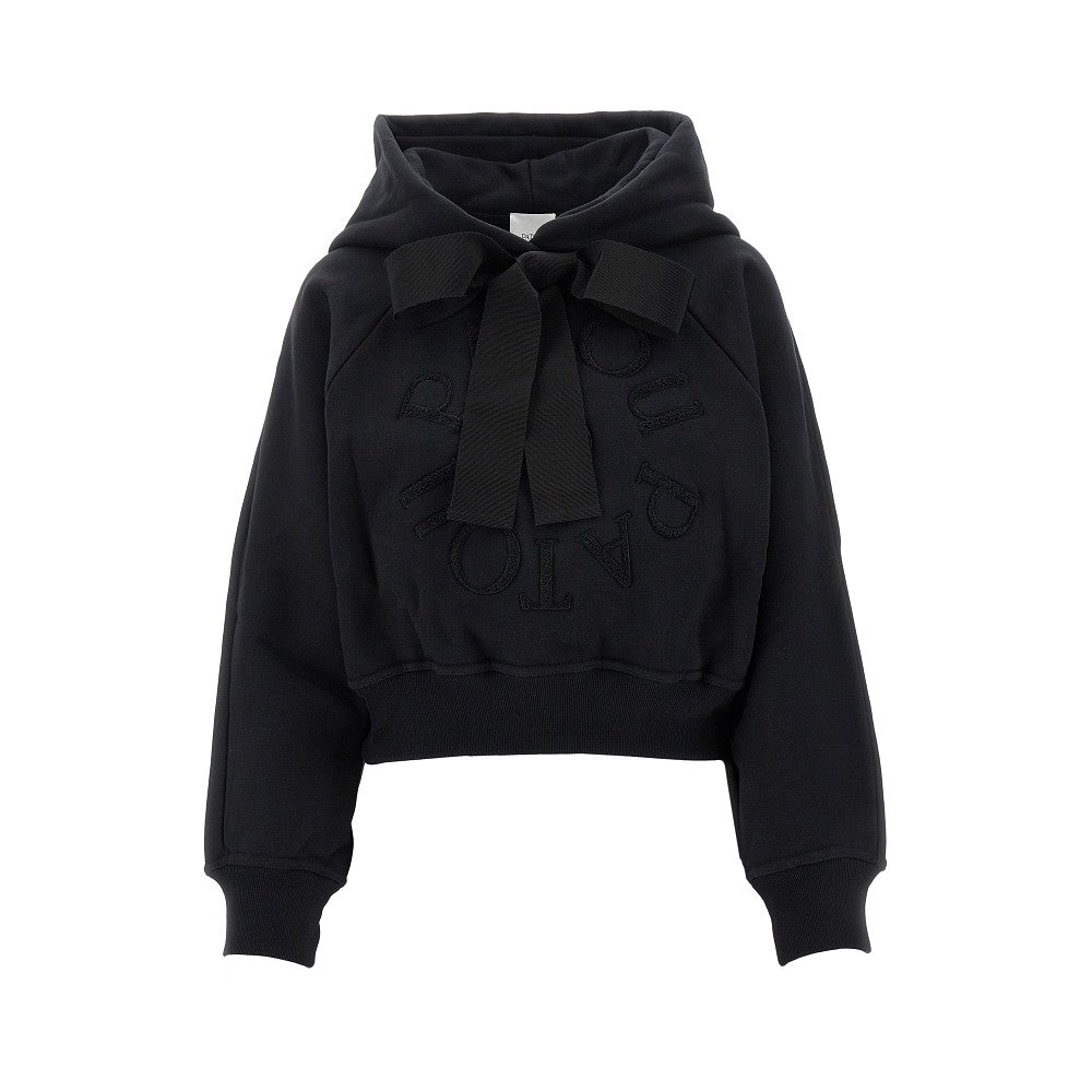 Logo embroidery cropped hoodie