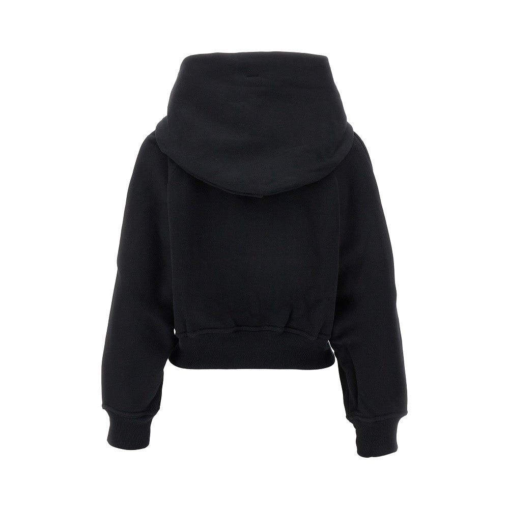 Logo embroidery cropped hoodie