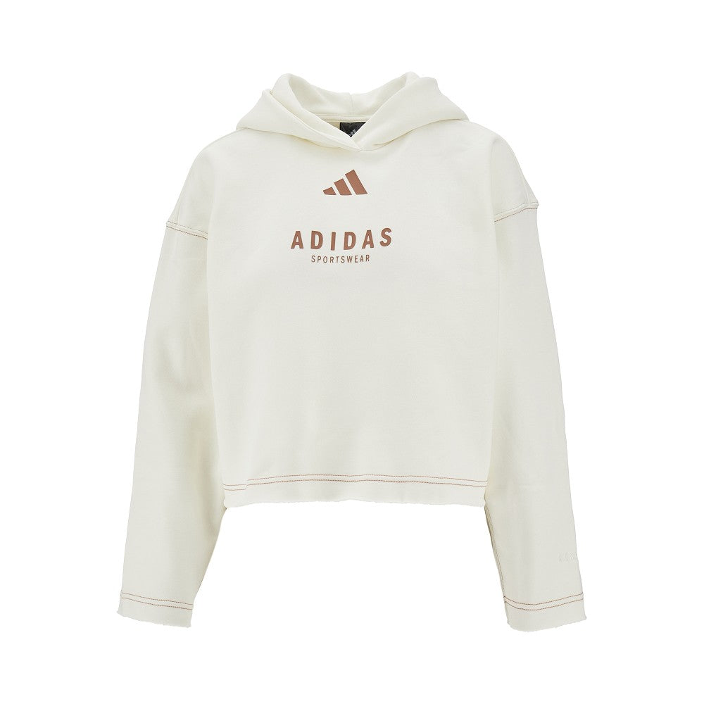 Logo print cropped hoodie