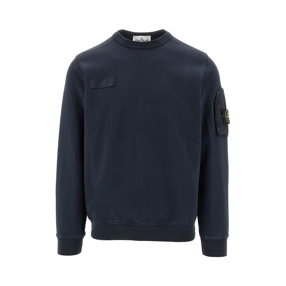 Crewneck sweatshirt with sleeve pocket