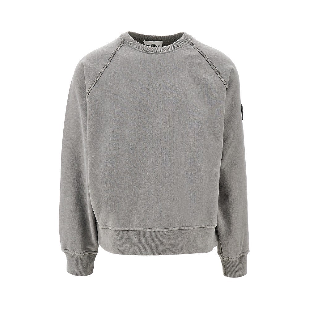 Crewneck sweatshirt with frayed trims