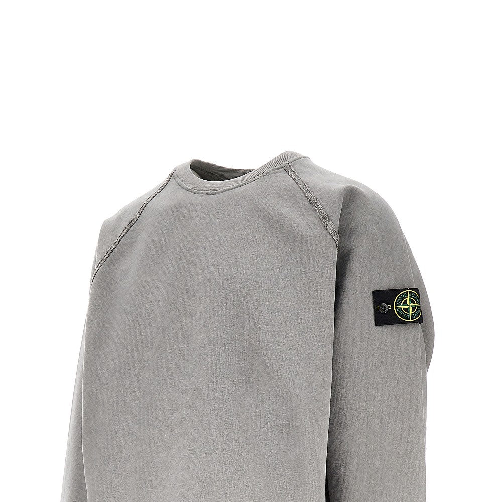 Crewneck sweatshirt with frayed trims