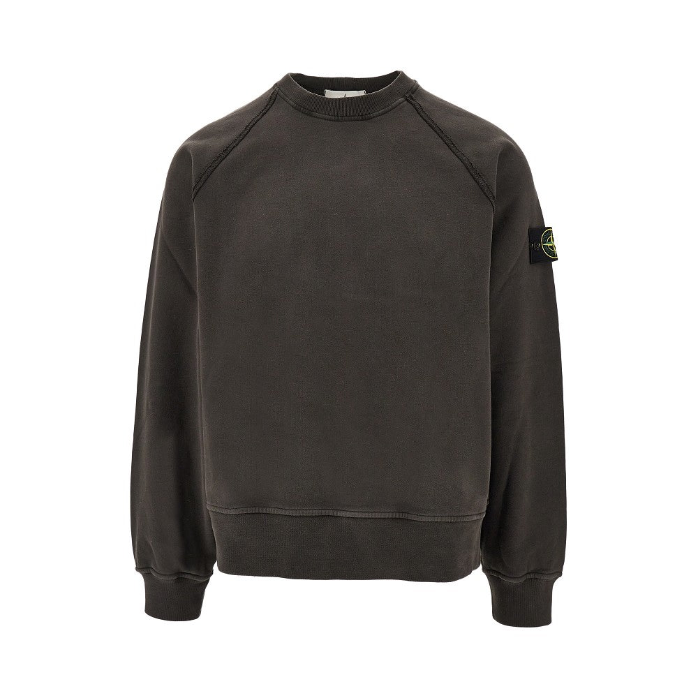 Crewneck sweatshirt with frayed trims