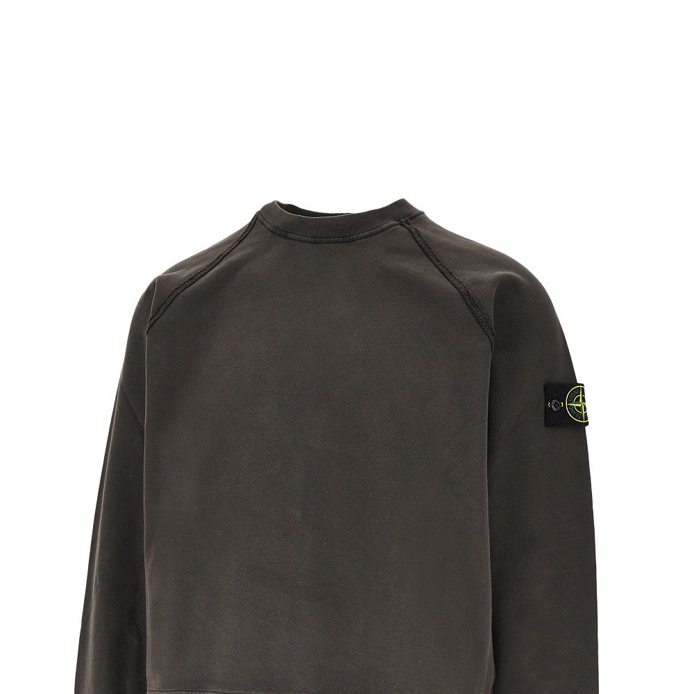Crewneck sweatshirt with frayed trims