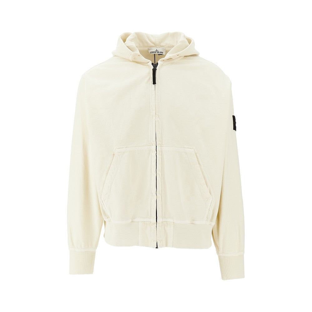 Organic cotton canvas full-zip hoodie