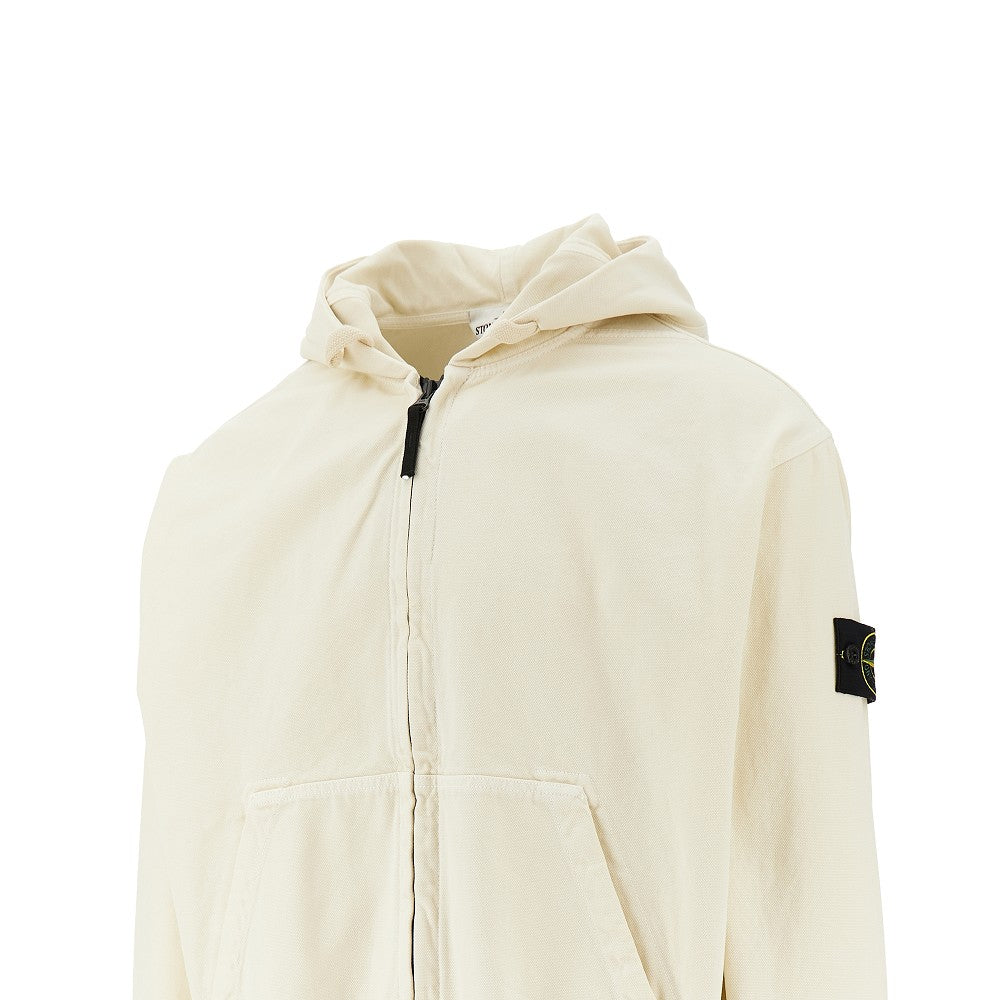 Organic cotton canvas full-zip hoodie