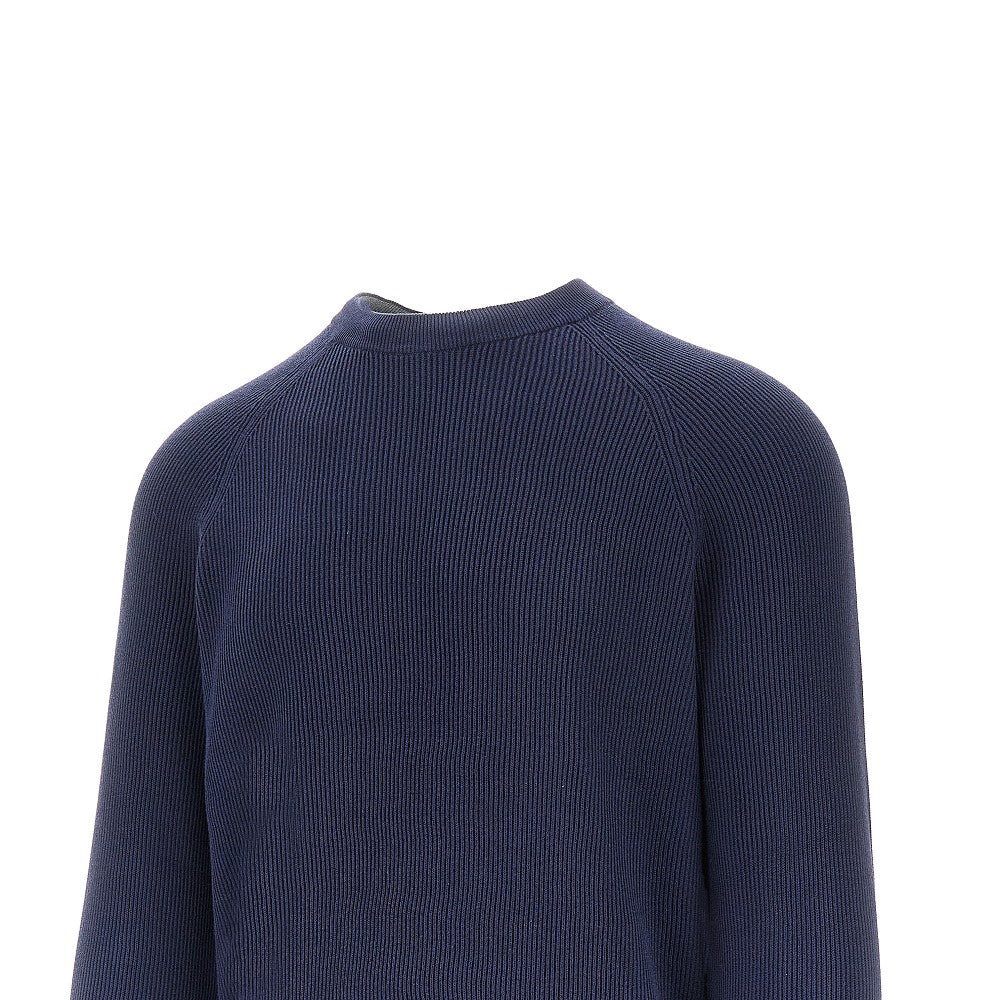 Ribbed cotton crewneck sweater