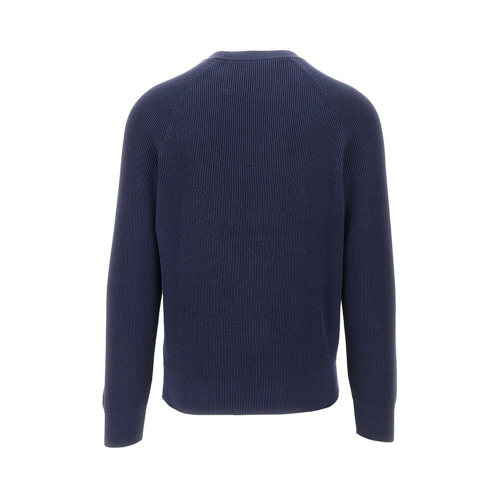 Ribbed cotton crewneck sweater