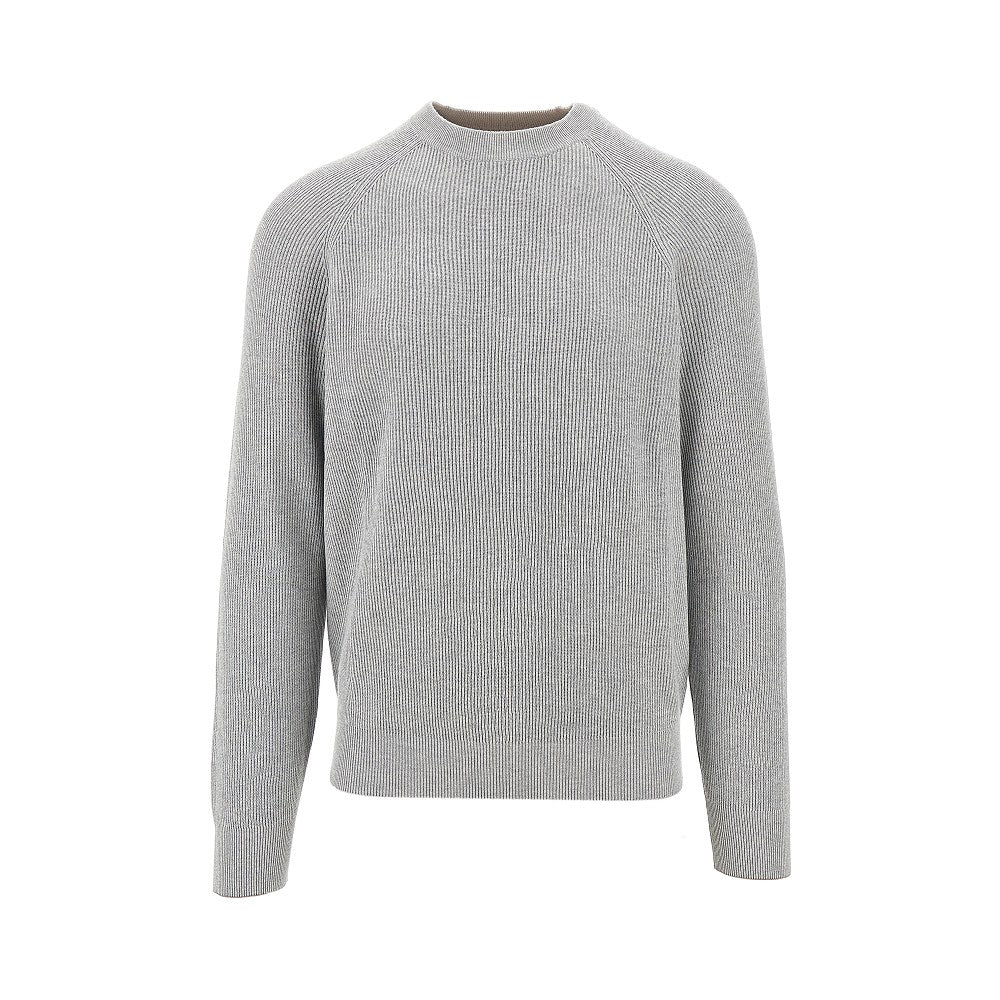 Ribbed cotton crewneck sweater