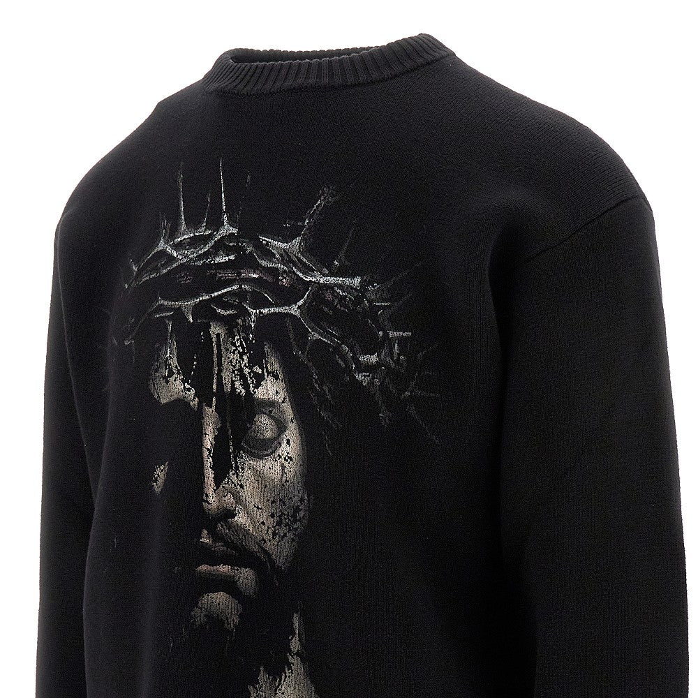 Pullover girocollo con stampa 'Jesus'