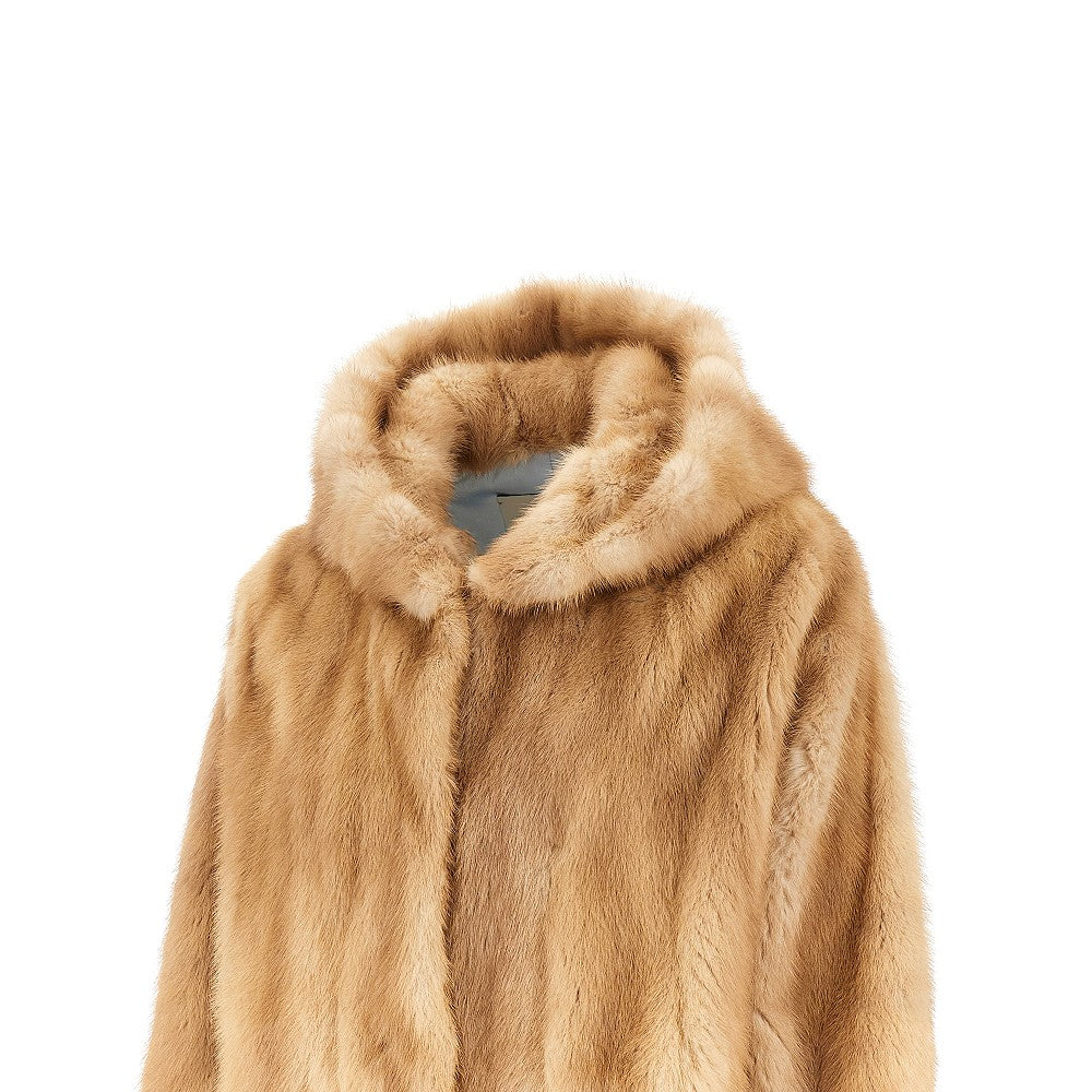 Upcycled fur hooded blouson jacket