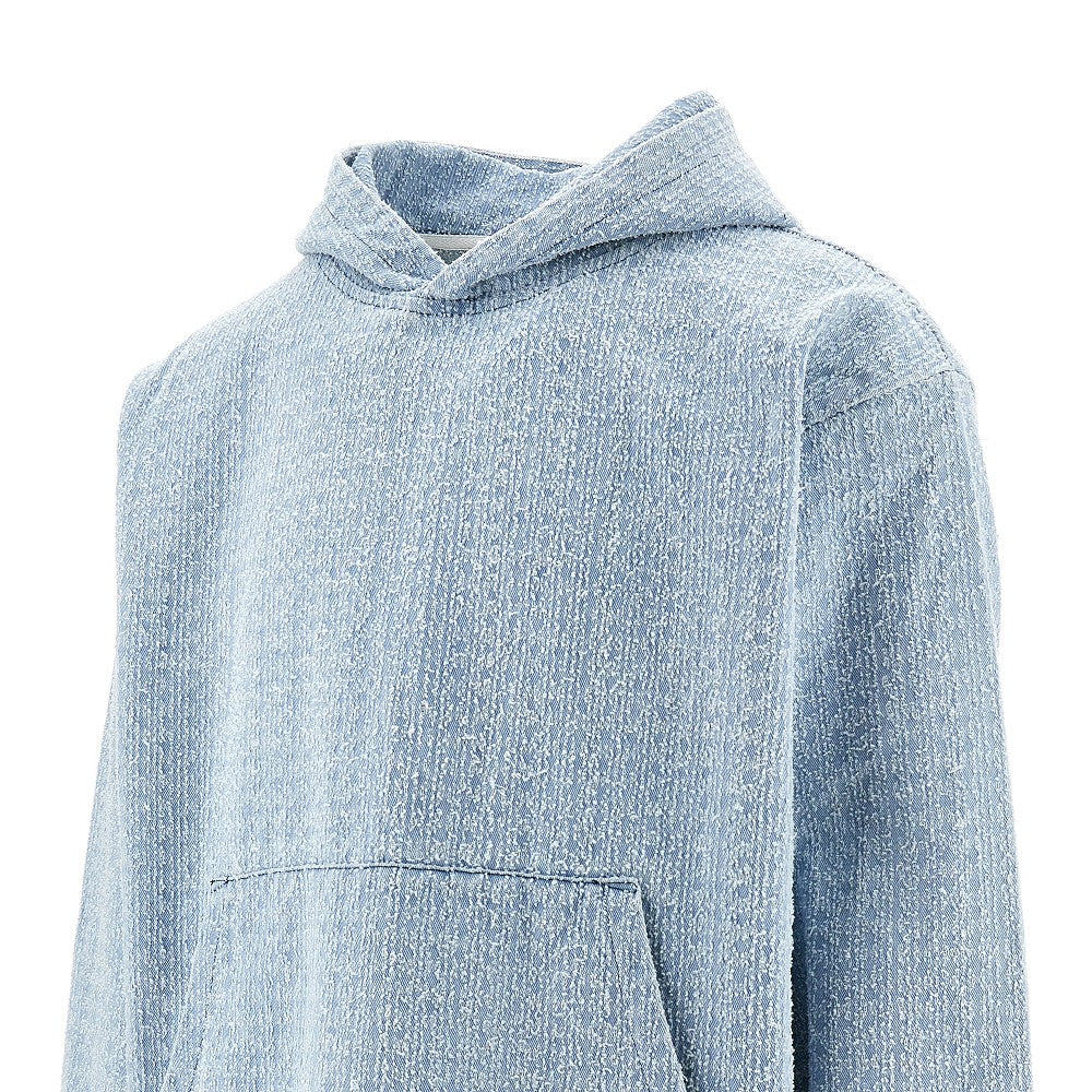Logo embroidery denim hoodie