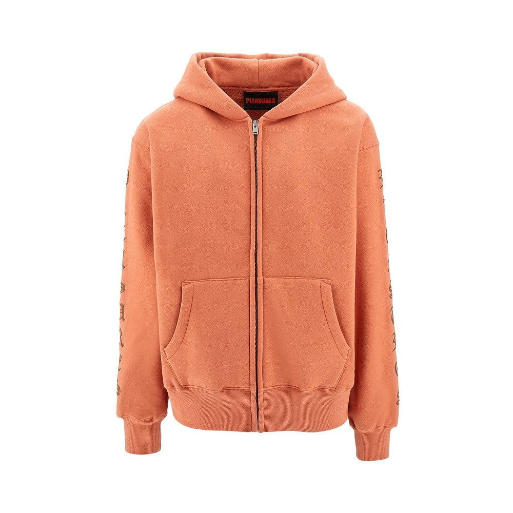 Logo embroidery full-zip hoodie