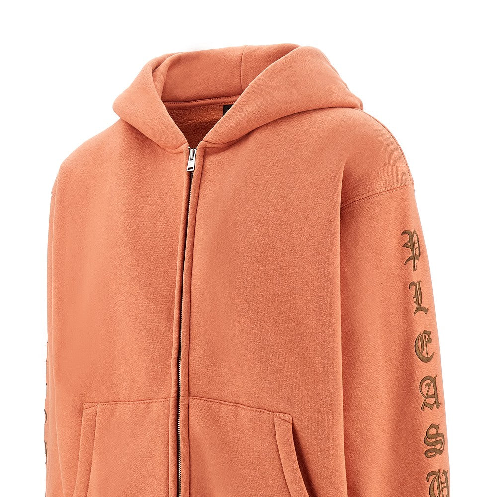Logo embroidery full-zip hoodie