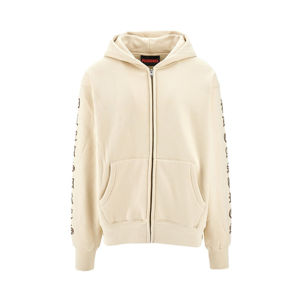 Logo embroidery full-zip hoodie