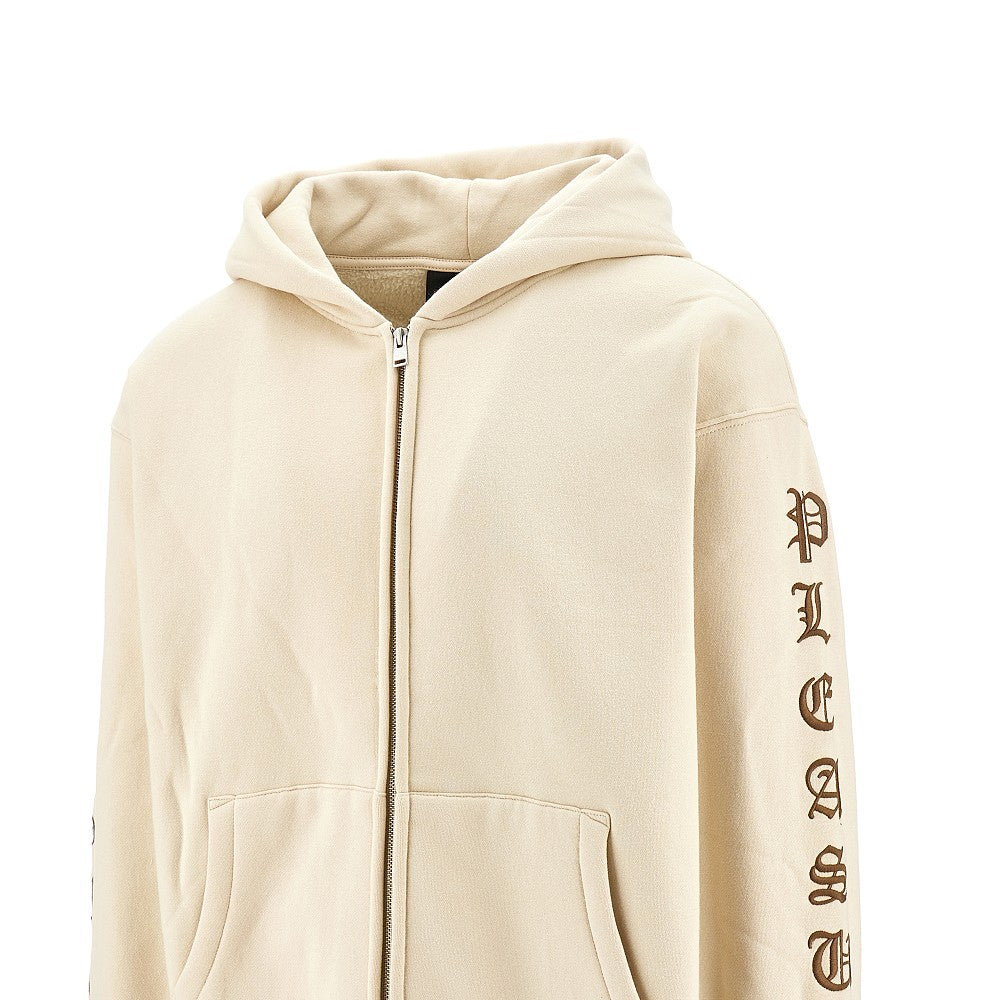 Logo embroidery full-zip hoodie