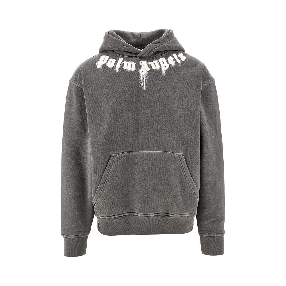 Spray logo print hoodie